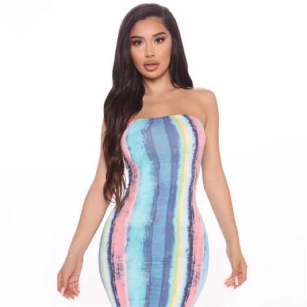 Blue tube dress